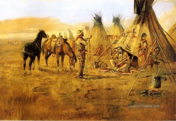  charles - Cowboy Verhandeln für einen indischen Mädchen Cowboy Indianer Charles Marion Russell indianer